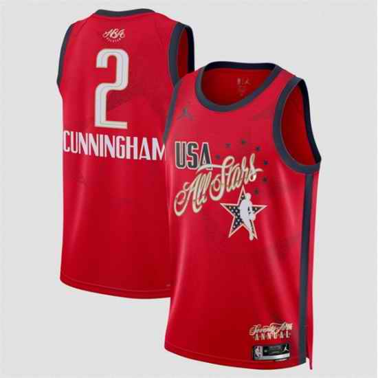 Men 2026 All Star  2 Cade Cunningham Red Stitched Basketball Jersey