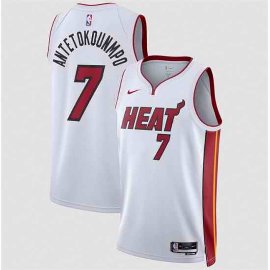 Men Miami Heat  7 Giannis Antetokounmpo White 2026 Association Edition Swingman Stitched Jersey