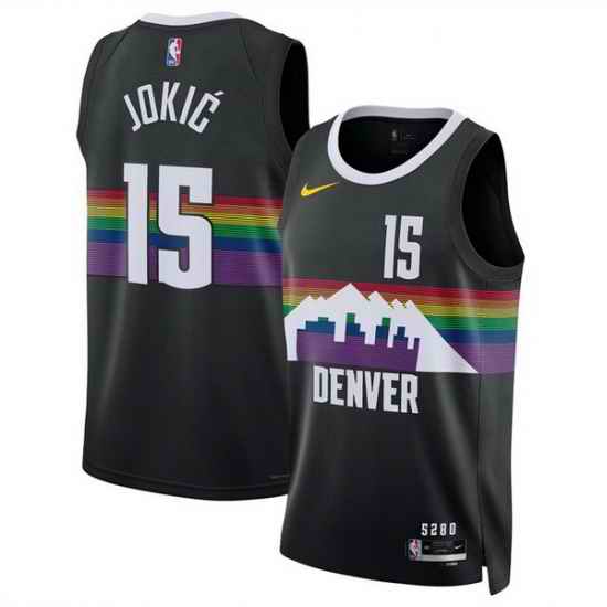 Men Denver Nuggets 15 Nikola Joki u0107 Black 2025 26 City Edition Stitched Basketball Jersey