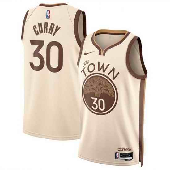Men Golden State Warriors 30 Stephen Curry Tan 2025 26 City Edition Stitched Basketball Jersey