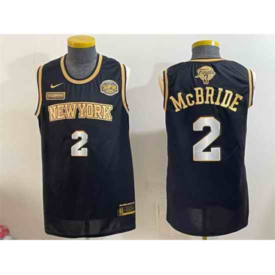 Men New Yok Knicks  2 Miles McBride Black Gold 2026 Finals Eastern Conference Champions Patch Stitched Jersey