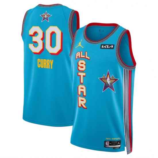 Men 2025 All Star 30 Stephen Curry Light Blue Stitched Basketball Jersey