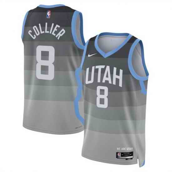 Men Utah Jazz 8 Isaiah Collier Grey 2025 26 City Edition Stitched Basketball Jersey