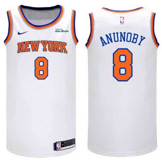 Men New Yok Knicks 8 OG Anunoby White Home Association Edition Stitched Basketball Jersey