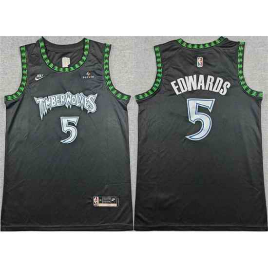 Men Minnesota Timberwolves 5 Anthony Edwards Black 2025 26 Classic Edition Stitched jersey