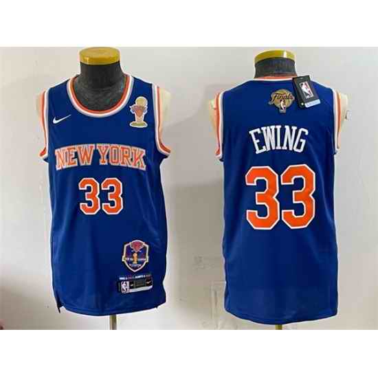 Men New Yok Knicks  33 Patrick Ewing Black 2026 Finals Champions Patch Statement Edition Stitched Jersey