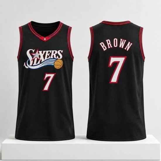 Men Philadelphia 76ers  7 Jaylen Brown Black 2026 Stitched Jersey