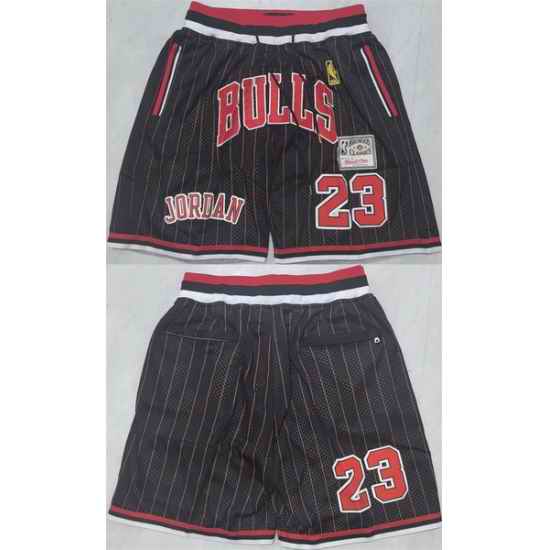 Men Chicago Bulls 23 Michael Jordan Black Shorts