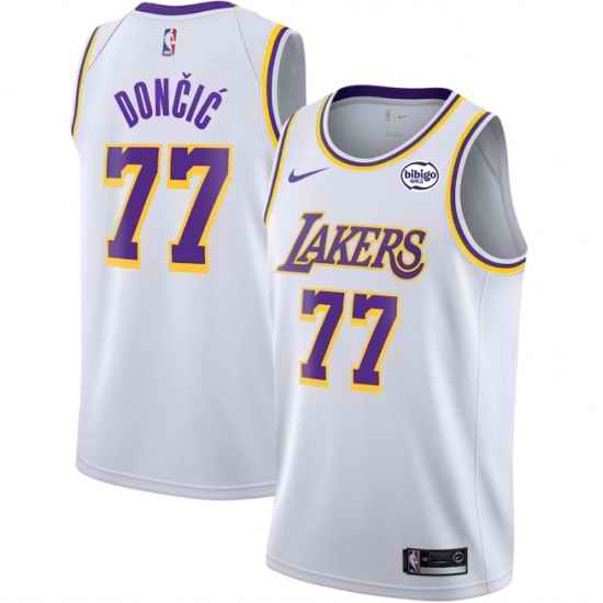 Men Los Angeles Lakers 77 Luka Doncic White 2025 Association Edition Stitched Basketball Jersey
