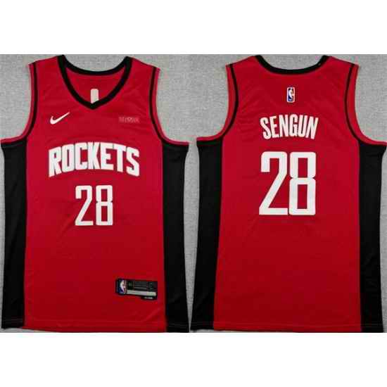 Men Houston Rockets 28 Alperen Sengun Red Icon Edition Stitched Jersey