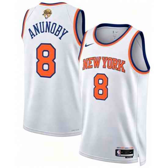 Men New Yok Knicks  8 OG Anunoby White 2026 Finals Patch Icon Edition Stitched Basketball Jersey