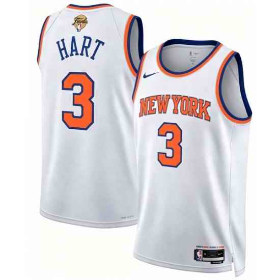 Men New Yok Knicks 3 Josh Hart White 2026 Finals Patch Icon Edition Stitched Basketball Jersey