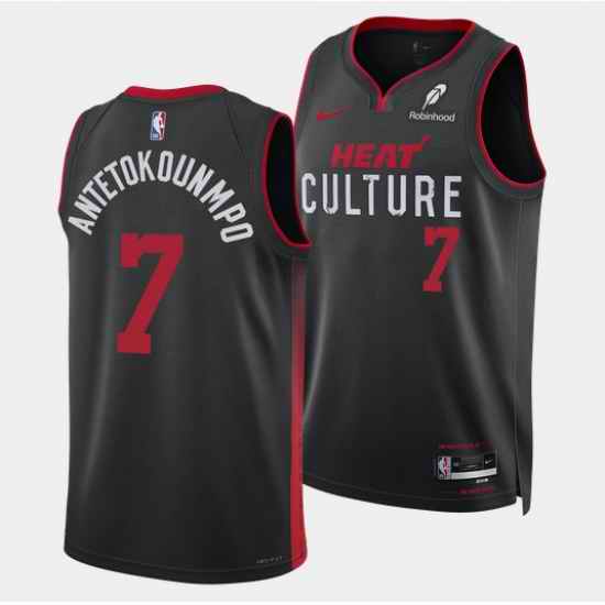 Men Miami Heat  7 Giannis Antetokounmpo Black 2026 Culture Swingman Stitched Basketball Jersey