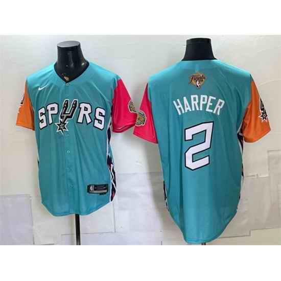 Men San Antonio Spurs  2 Dylan Harper Teal 2026 Finals Patch Stitched Baseball Jersey