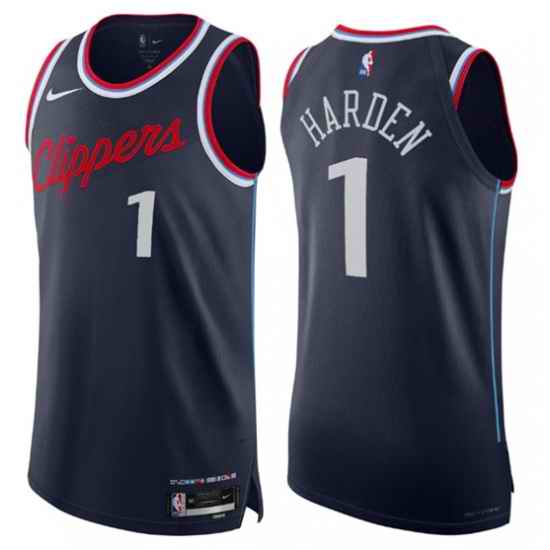 Men Los Angeles Clippers 1 James Harden Navy 2024 25 Icon Edition Stitched Jersey