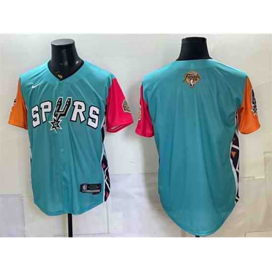 Men San Antonio Spurs Blank Teal 2026 Finals Patch Stitched Baseball Jersey