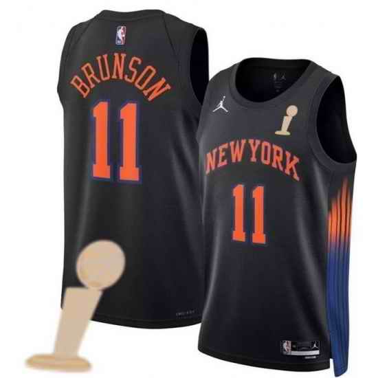 Men New Yok Knicks 11 Jalen Brunson Black 2026 Champions Patch City Edition Stitched Basketball Jersey