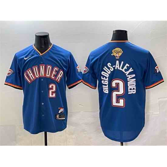 Men Oklahoma City Thunder 2 Shai Gilgeous Alexander Blue 2025 Finals Vapor Stitched Baseball Jersey