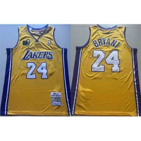 Men Los Angeles Lakers 24 Kobe Bryant Yellow 2009 10 Stitched Basketball Jersey