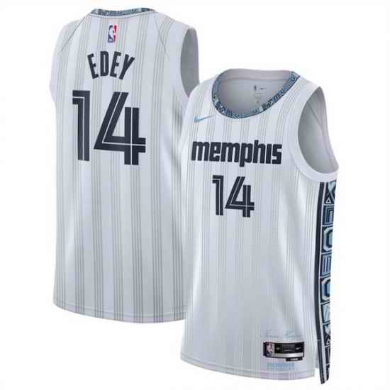 Men Memphis Grizzlies 14 Zach Edey White 2025 26 City Edition Stitched Basketball Jersey