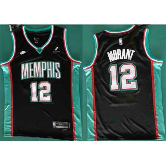 Men Memphis Grizzlies 12 Ja Morant Black 2025 Classic Edition Stitched Basketball Jersey