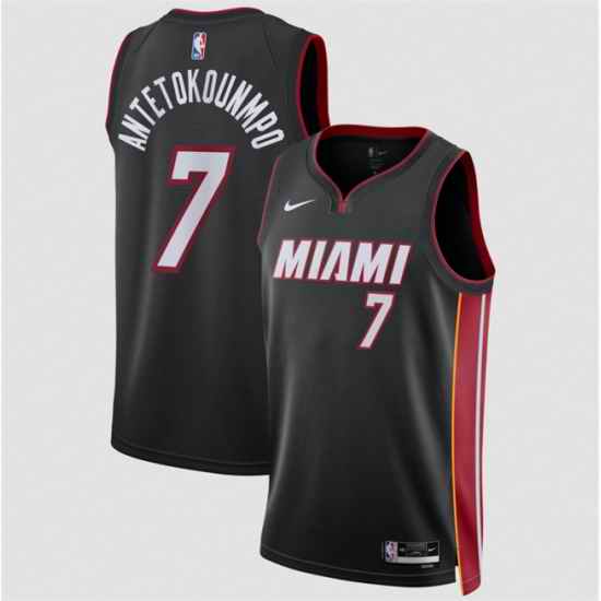 Men Miami Heat  7 Giannis Antetokounmpo Black 2026 Icon Edition Swingman Stitched Basketball Jersey