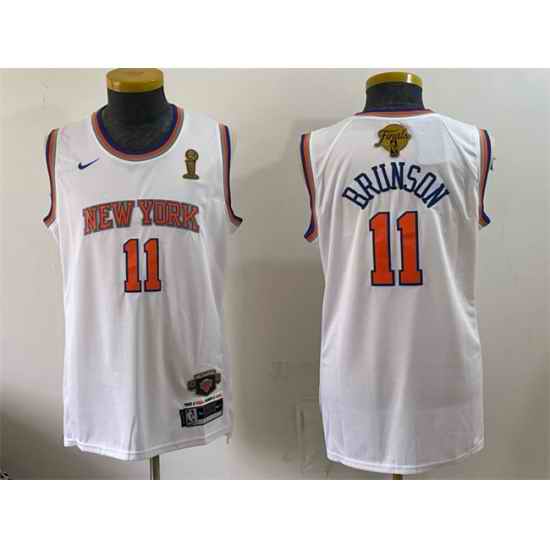 Men New Yok Knicks  11 Jalen Brunson White 2026 Finals Champions Patch Stitched Jersey
