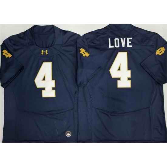 Men Notre Dame Fighting Irish  4 Jeremiyah Love Navy Blue Limited Stitched Jersey