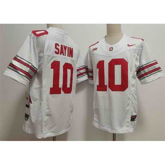 Men Ohio State Buckeyes  10 Julian Sayin White F U S E  Limited Stitched Jersey
