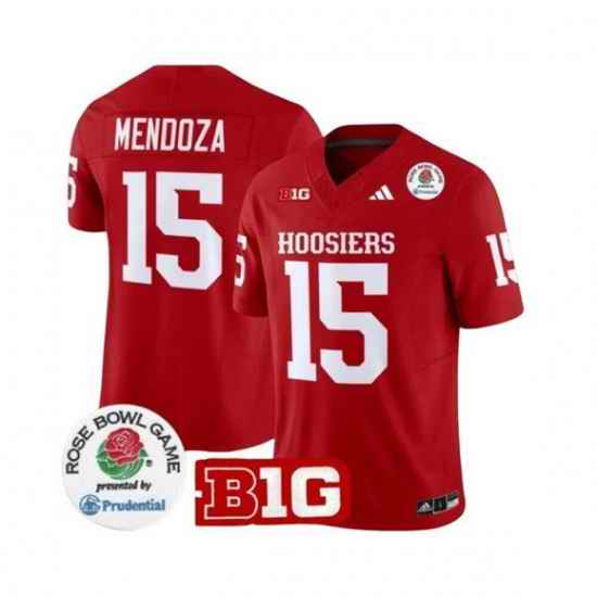 Men Indiana Hoosiers 15 Fernando Mendoza Red 2025 F U S E  Rose Bowl Stitched Football Jersey