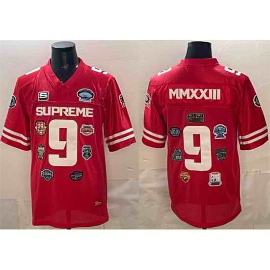 Men Red Football Championship Stitched Jersey