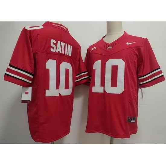 Men Ohio State Buckeyes Julian Sayin #10 Red Stitched NCAA Jersey