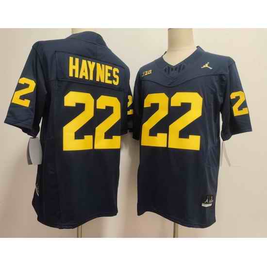 Men Michigan Wolverines Navy #22 Justice Haynes Stitched NCAA Jersey