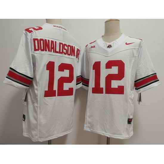 Men Ohio State Buckeyes #12 CJ Donaldson JR White Stitched NCAA Jersey