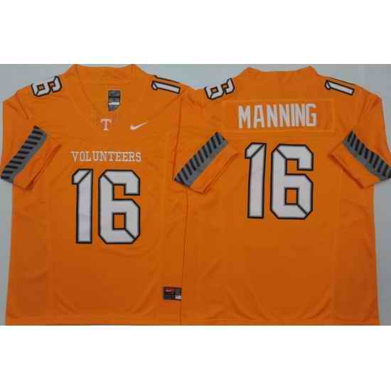 Men Tennessee Volunteers Orange #16 Peyton Manning White F U S E Stitched NCAA Jersey