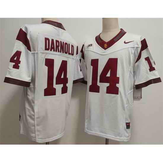 Men USC Trojans 14 Sam Darnold 2025 F U S E White Stitched Jersey