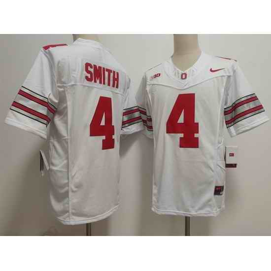 Men Ohio State Buckeyes #4 Jeremiah Smith White 2026 F U S E Stitched NCAA Jersey