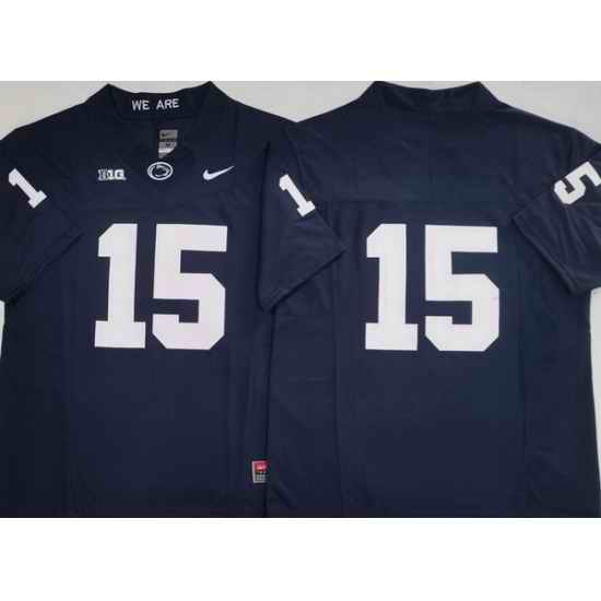 Men Penn State Nittany Lions #15 Drew Allar Navy Stitched NCAA Jersey No Name