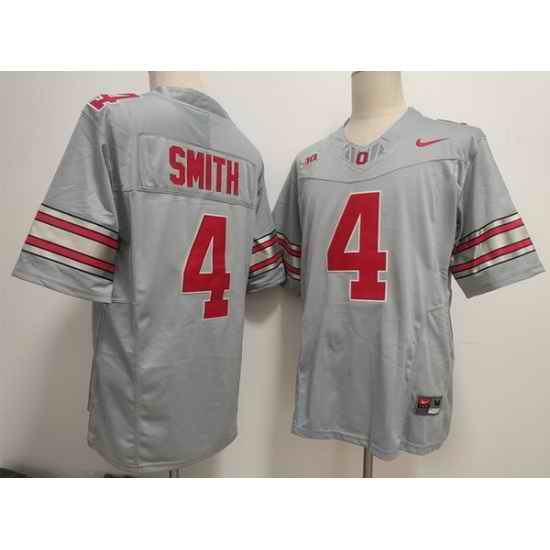 Men Ohio State Buckeyes 4 Jeremiah Smith Grey F U S E Limited Stitched Jersey