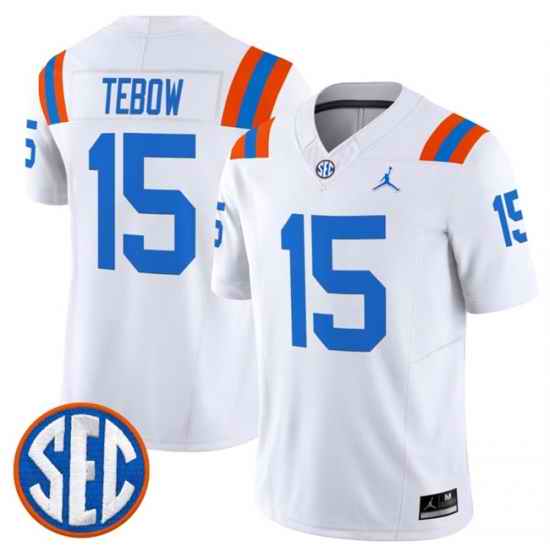 Men Florida Gators  15 Tim Tebow White  1960s Throwback  F U S E  Vapor Limited Stitched Football Jersey