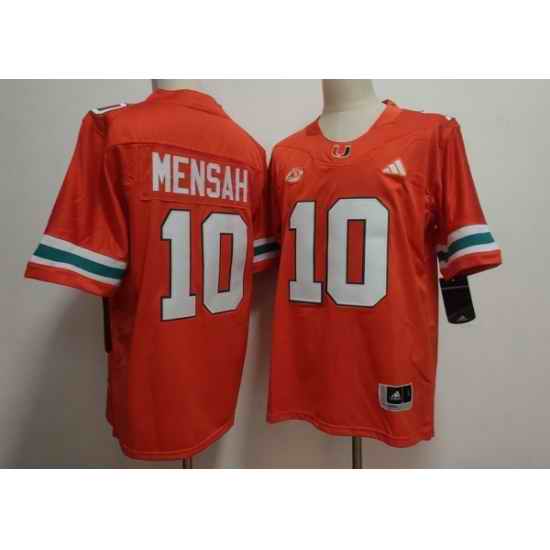 Men Miami Hurricanes  10 Darian Mensah Orange Stitched Football Jersey