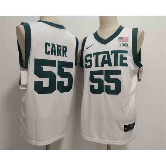 Men Michigan State Spartans Green  55 Coen Carr White Stitched Jersey