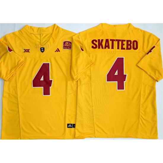 Men Arizona State Sun Devils 4 Cam Skattebo Gold 2025 F U S E  Vapor Limited Stitched Jersey