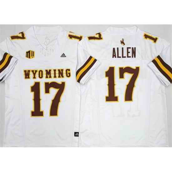 Men Wyoming Cowboys 17 Josh Allen White 2026 F U S E  Stitched College Football Jersey