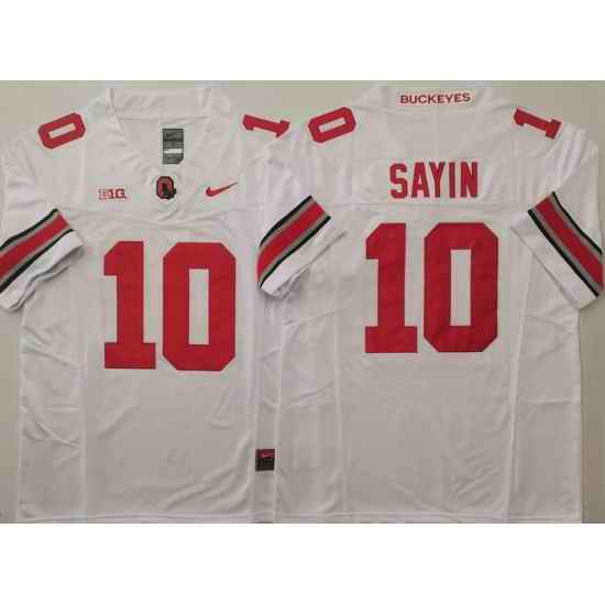 Men Ohio State Buckeyes #10 Julian Sayin White Stitched F U S E NCAA Jersey II