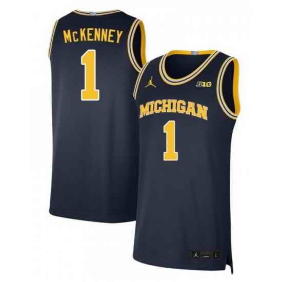 Men Michigan Wolverines  1 Trey McKenney Navy Stitched Basketball Jersey