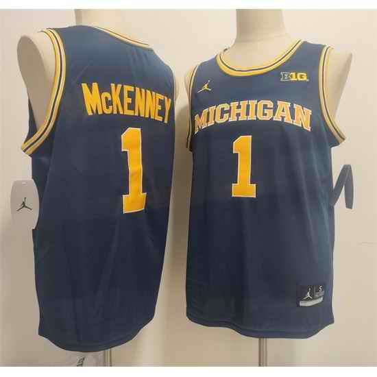 Men Michigan Wolverines  1 Trey McKenney Navy 2026 Vapor Limited Stitched Football Jersey
