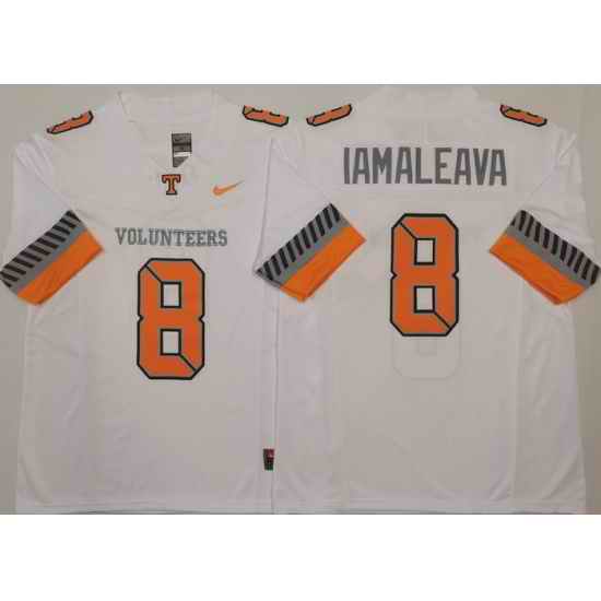 Men Tennessee Volunteers White #8 Nico IAMALEAVA White F U S E Stitched NCAA Jersey