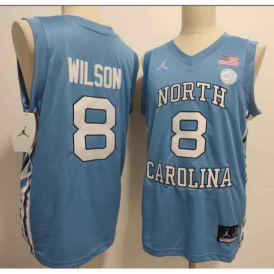 Men North Carolina #8 Caleb Wilson Basketball Blue Stitched Jersey