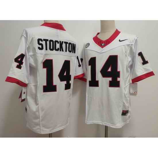Men Georgia Bulldogs Nike Gunner Stockton #14 White Home NCAA Football